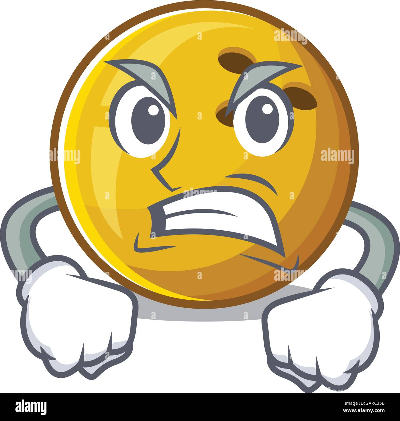 Bowling ball cartoon character design having angry face Stock Vector