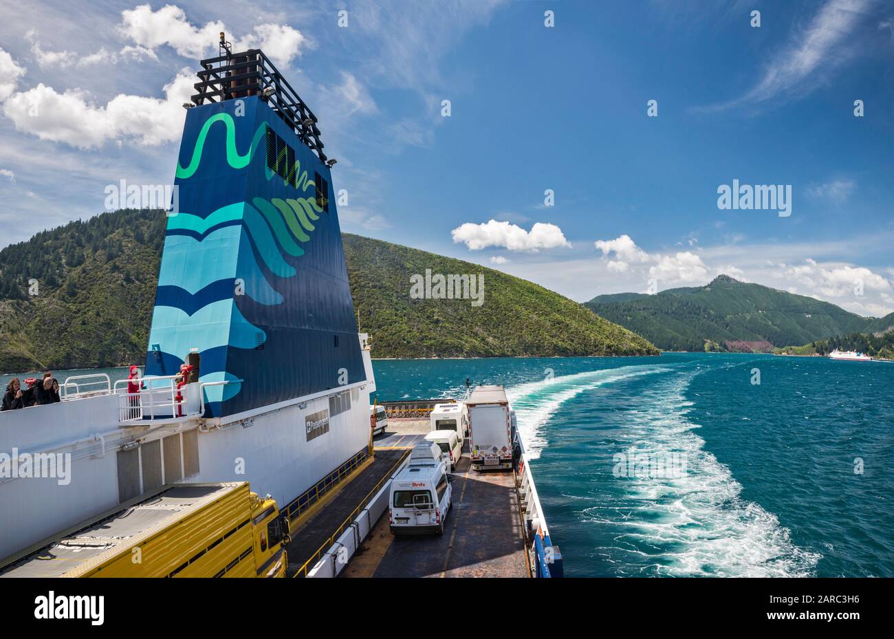 Interislander ferry marlborough sounds south hires stock photography