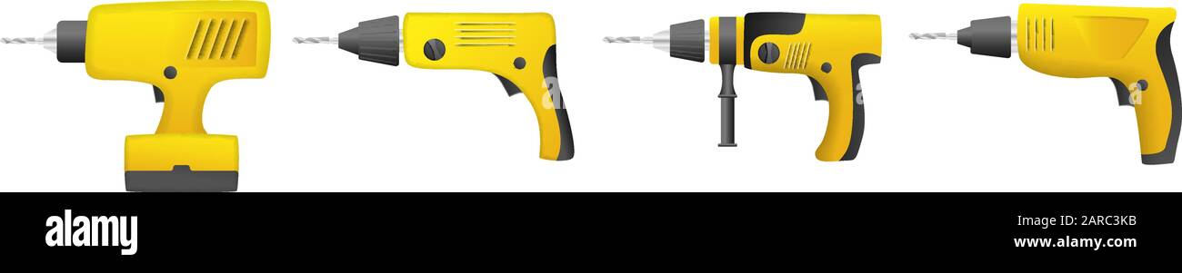 Drilling machine icons set, realistic style Stock Vector Image & Art ...