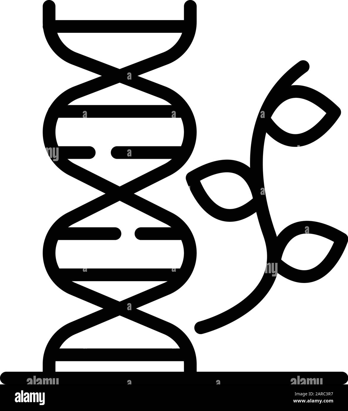 DNA chain and twig icon, outline style Stock Vector
