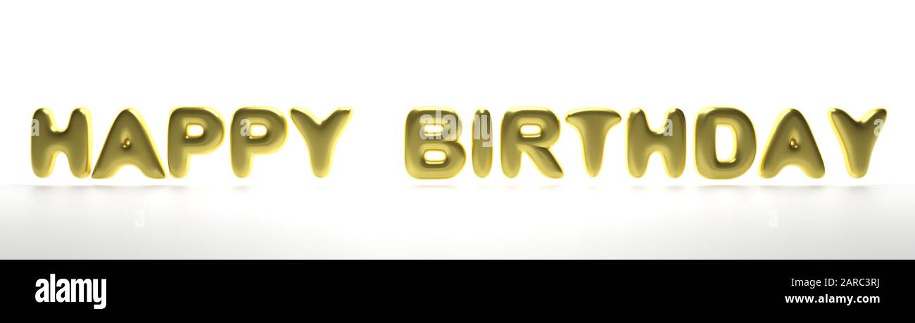 Happy Birthday Wishes Balloon Letters Gold Color Text Flying