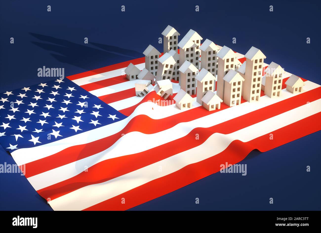 3d render illustration of United States realestate development Stock