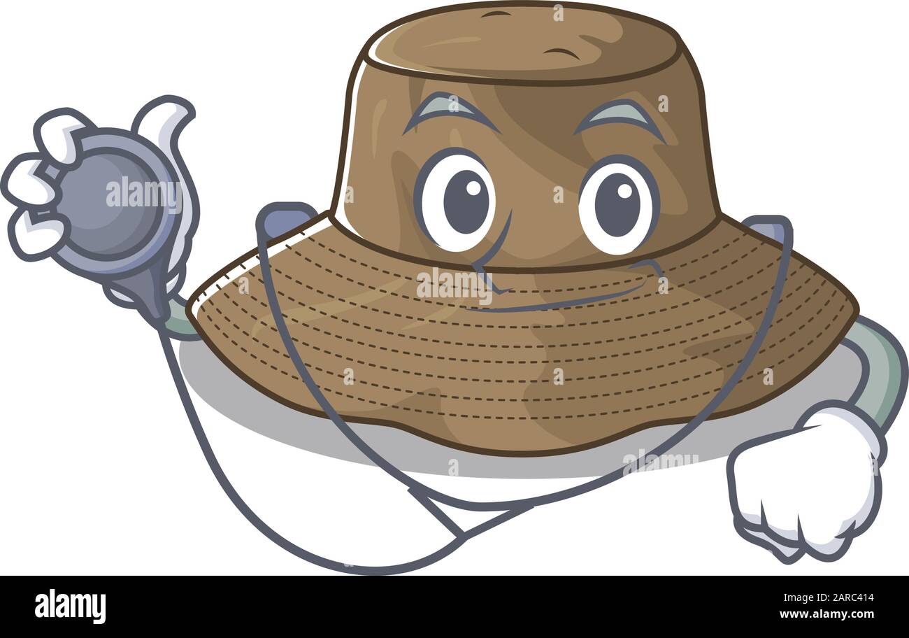 Smart and cool bucket hat cartoon character in a Doctor with tools