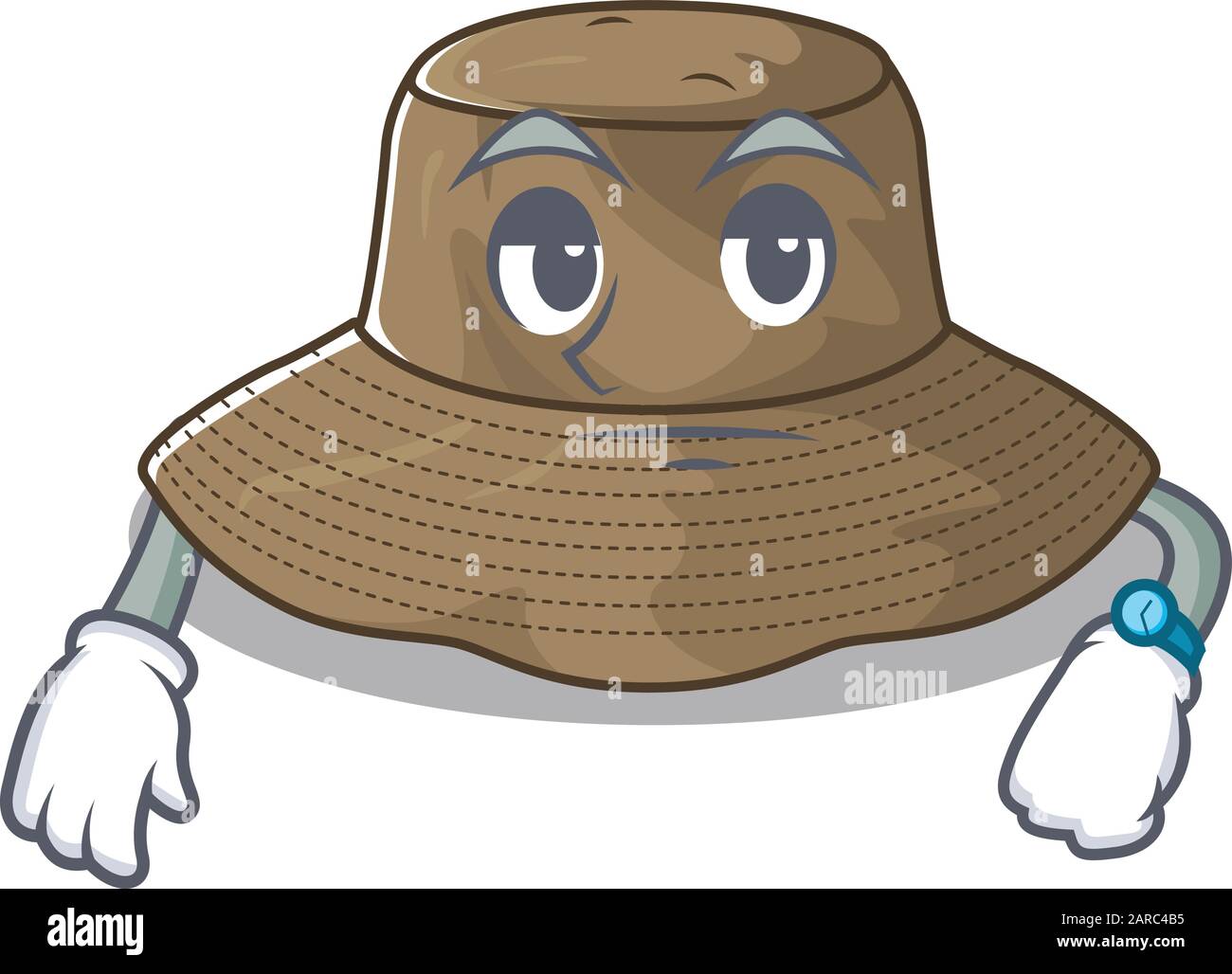 cartoon character design of bucket hat on a waiting gesture Stock Vector  Image & Art - Alamy
