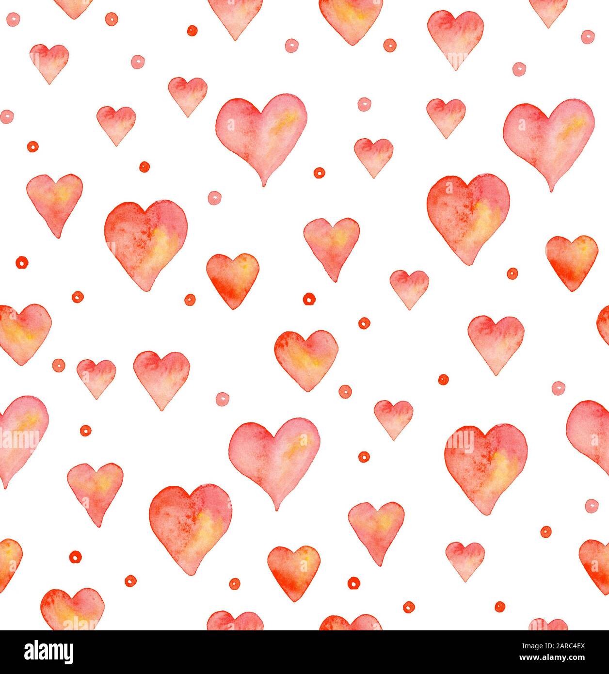Seamless pattern with hand drawn watercolor heart. Hand painted pattern ...