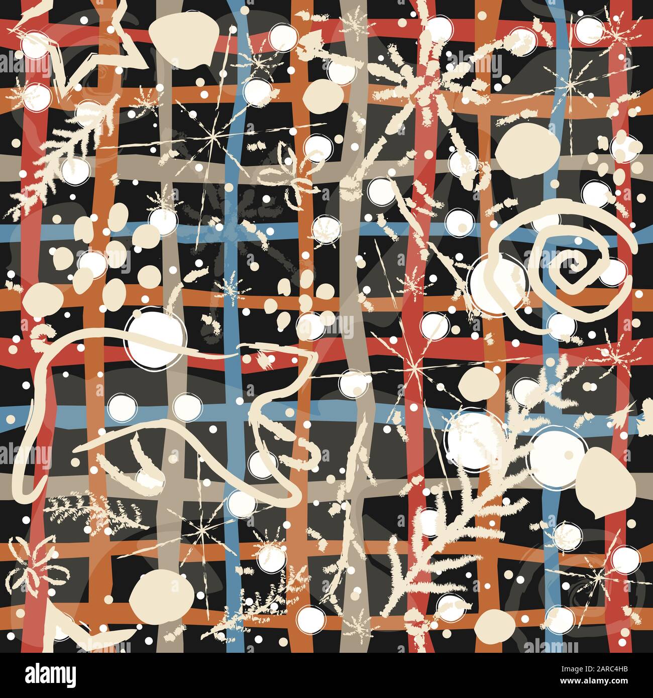 Winter Seamless Pattern in brush. Vector Illustration Stock Vector ...