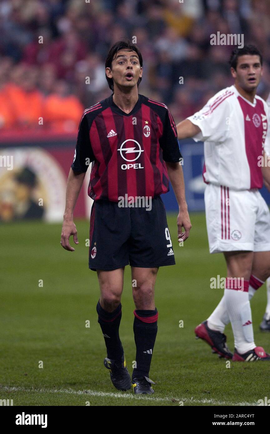Milan Italy 23 April 2003 G Meazza San Siro Stadium Uefa Champions League 2002 2003 Ac Milan Fc Ajax Filippo Inzaghi During The Match Stock Photo Alamy
