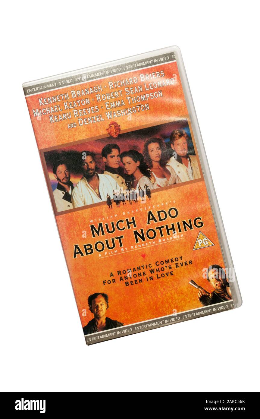 VHS video of Kenneth Branagh's Much Ado About Nothing. A 1993 British/American romantic comedy film based on the Shakespeare play of the same name. Stock Photo