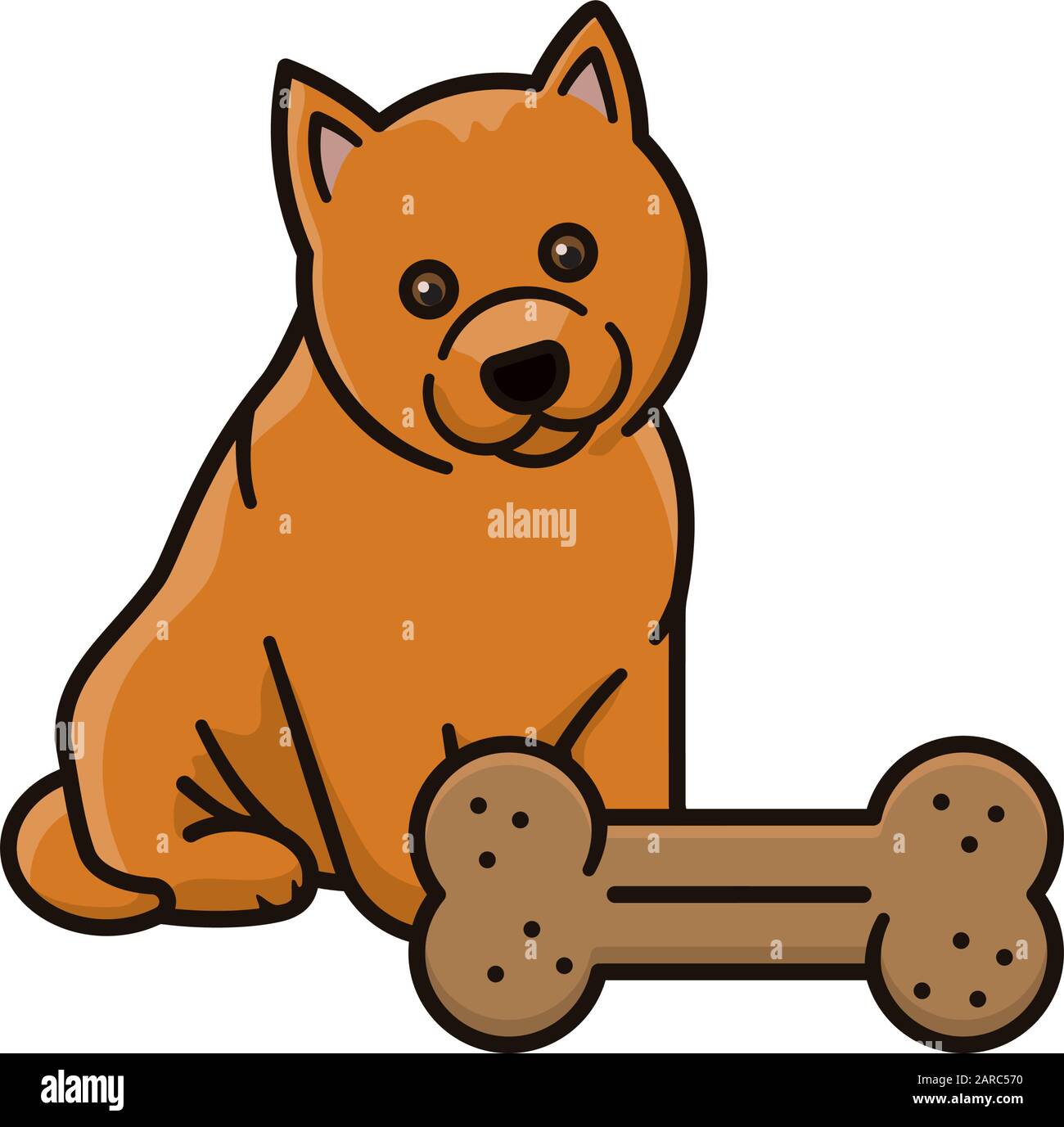 Isolated Cute puppy with huge dog treat vector illustration for Dog