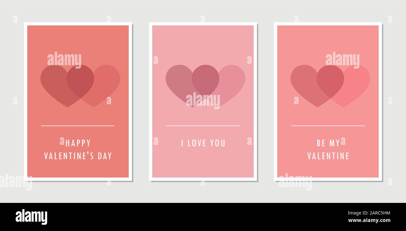 set of valentines day greeting cards with heart vector illustration ...