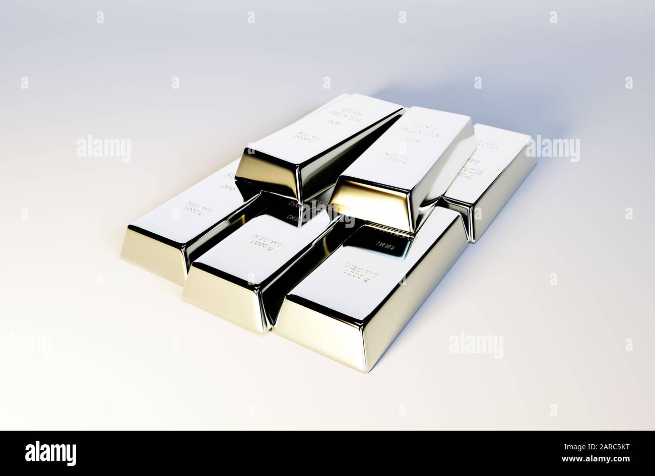 3d photo realistic image of silver bars Stock Photo