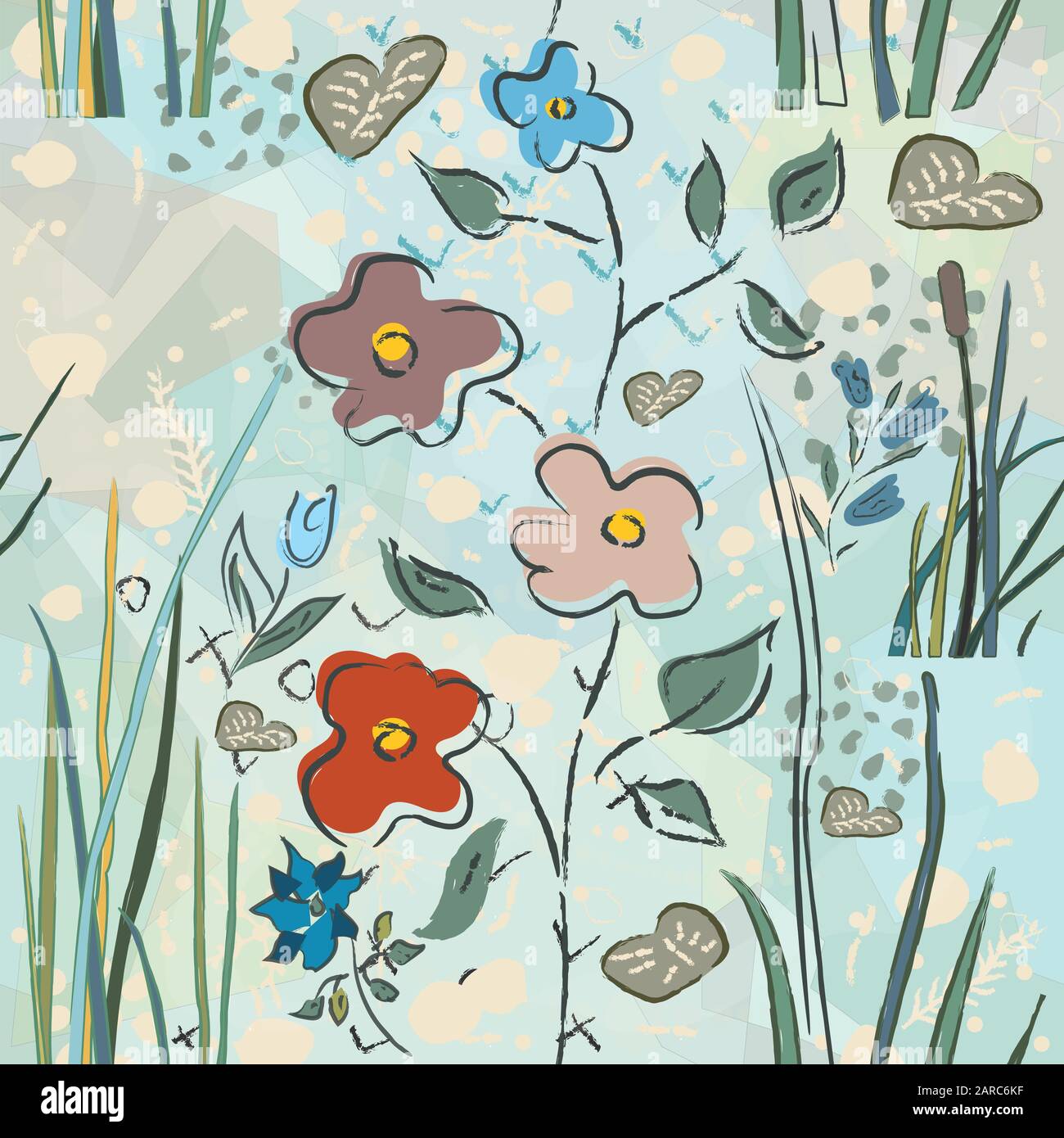 Floral Seamless Pattern. Hand Drawn. Vector Illustration Stock Vector ...