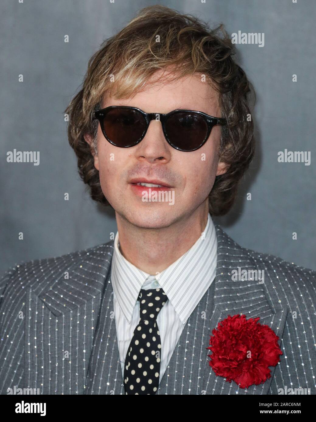 LOS ANGELES, CALIFORNIA, USA - JANUARY 26: Beck arrives at the 62nd Annual GRAMMY Awards held at Staples Center on January 26, 2020 in Los Angeles, California, United States. (Photo by Xavier Collin/Image Press Agency) Stock Photo