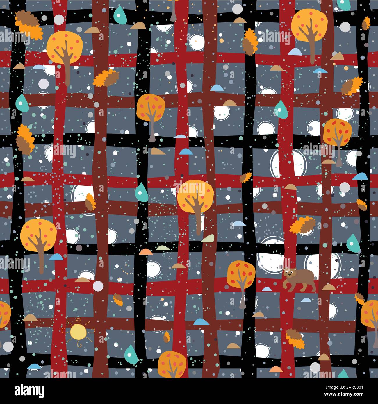 Seamless Pattern with beautiful trees. Vector Illustration Stock Vector
