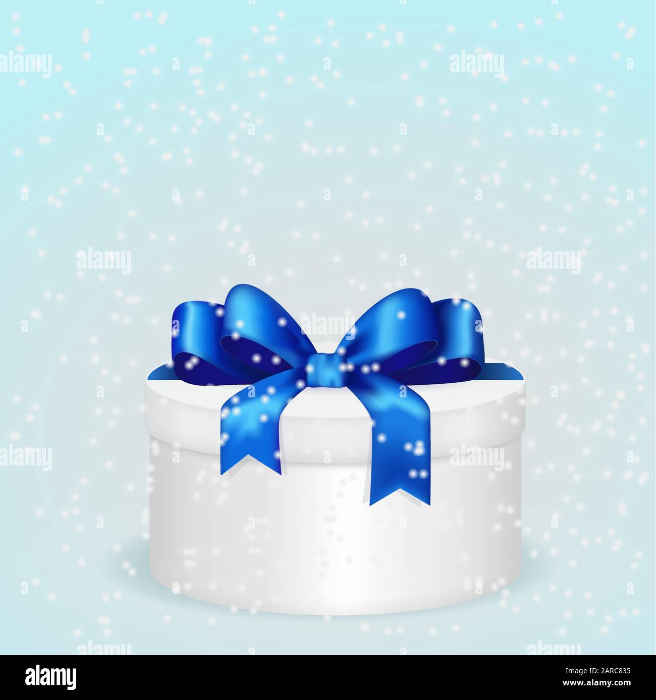 Gift box with blue ribbon bow. Vector 3d illustration Stock Vector ...