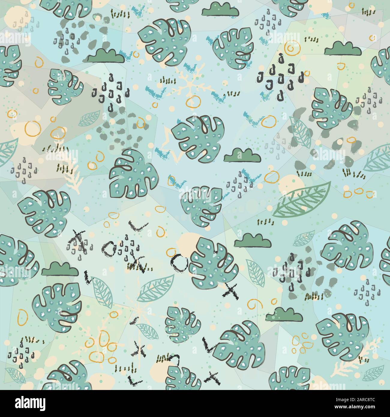 Seamless Pattern with Exotic Leaves. Scandinavian Style Stock Vector ...
