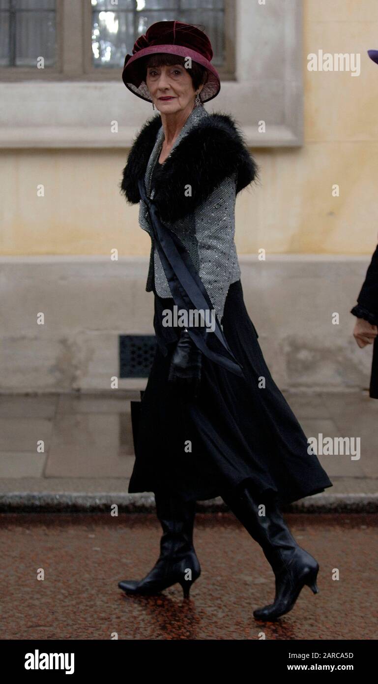 Eastenders actress June Brown attending the funeral of the Queen mother's favourite butler Wiliam Tallon, also affectionately known as 'backstairs Billy' at the Queen's Chapel in St James's Palace, London in 2007. Stock Photo