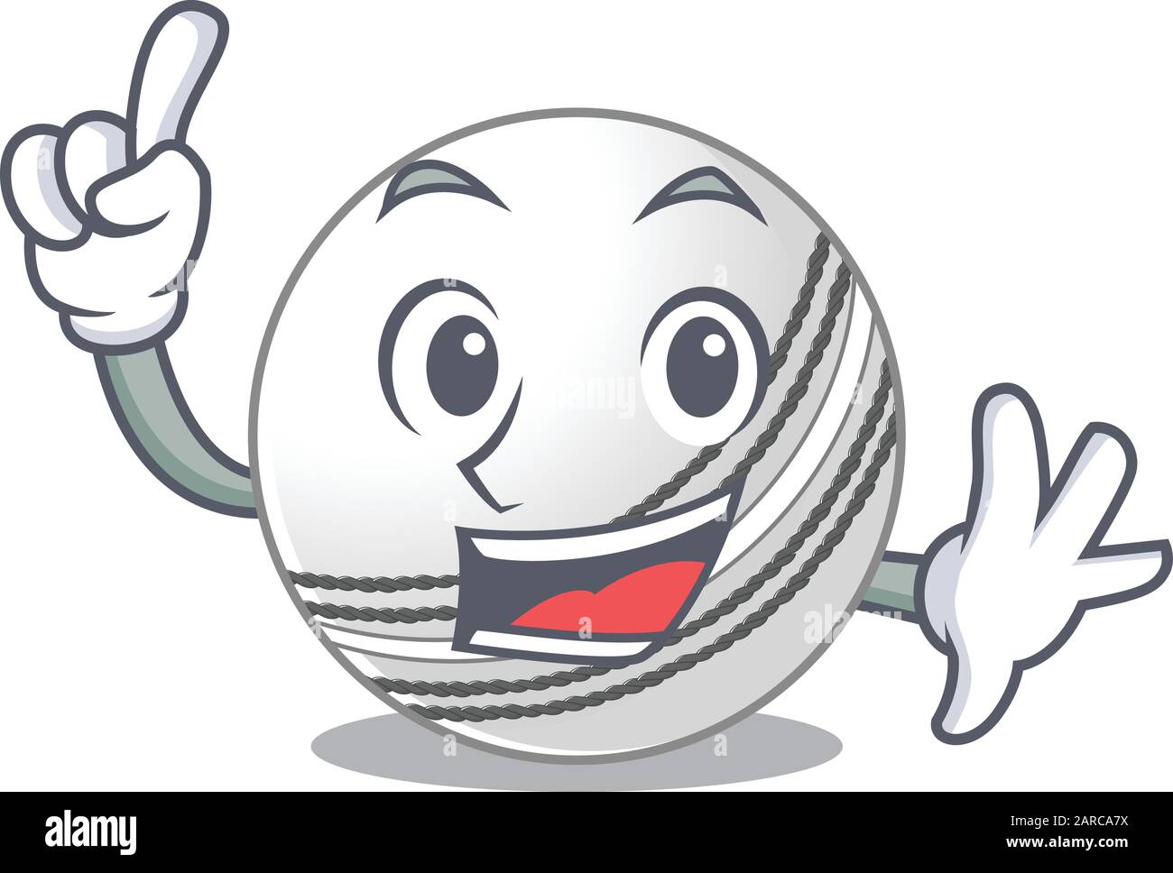One Finger cricket ball in mascot cartoon character style Stock Vector