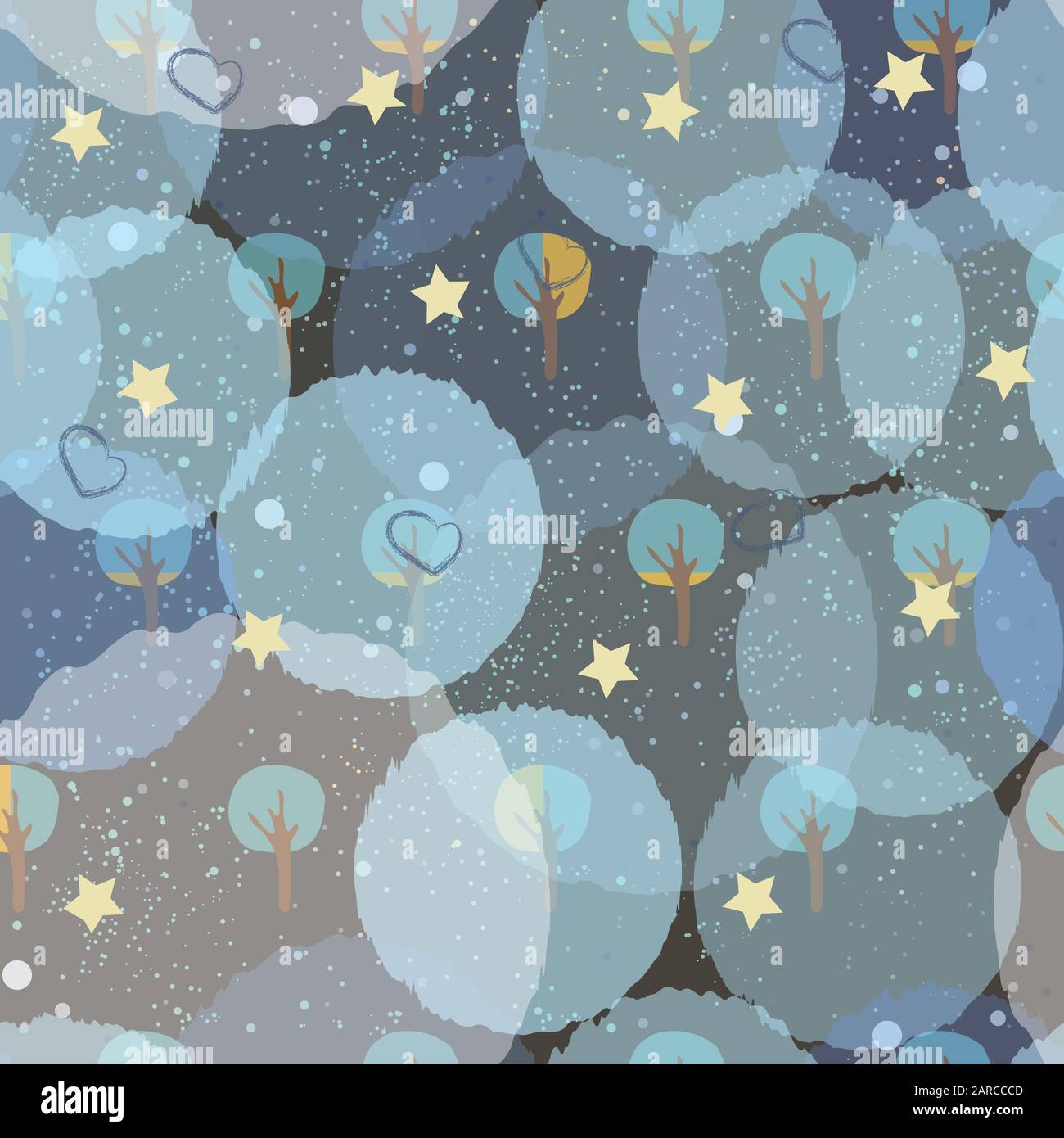 Cute Autumn Pattern with small trees on modern dotted background. Vector Illustration Stock Vector