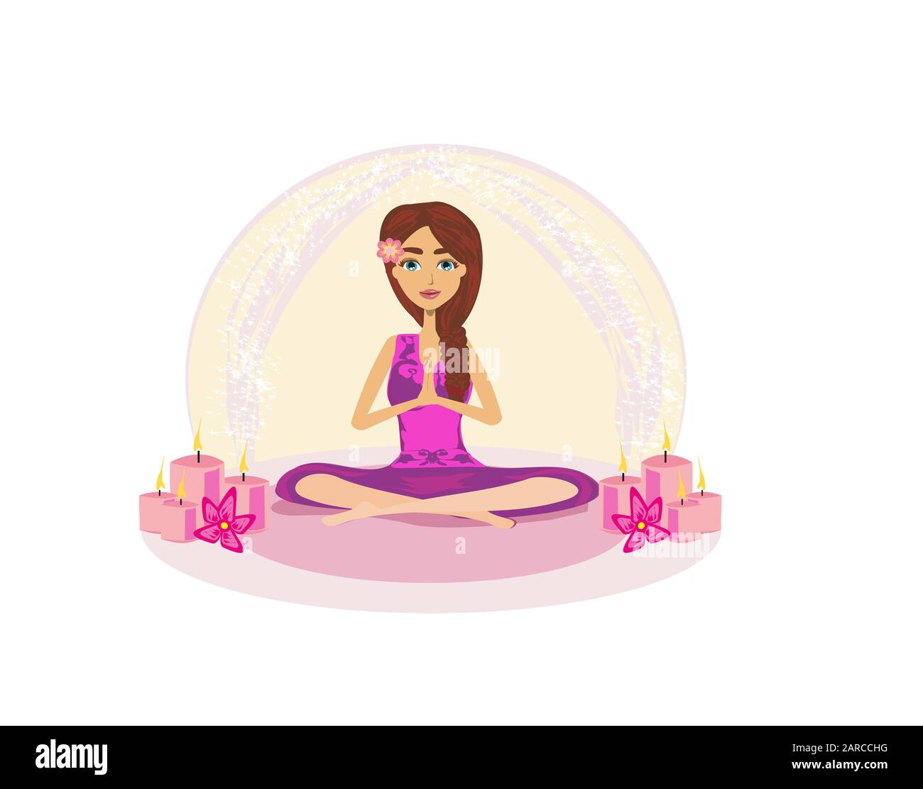 girl meditates in the Lotus position Stock Vector Image & Art - Alamy