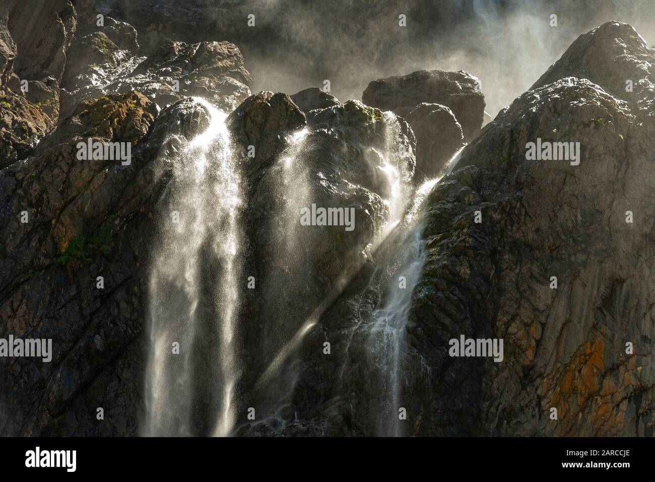 Waterfall, Circus of Gavarnie, Upper Pyrenees Stock Photo
