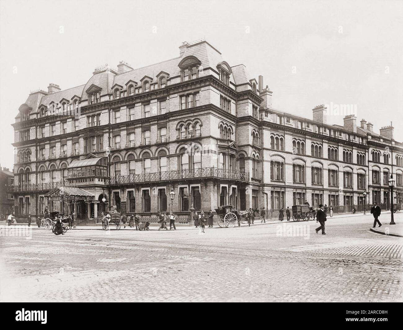 The Adelphi Hotel, Ranelagh Place, Liverpool, England, seen here in late 19th century.  It was bought in 1892 by the Midland Railway and renamed the Midland Adelphi. Stock Photo