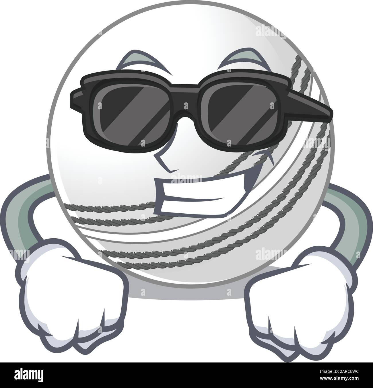 Super cool cricket ball character wearing black glasses Stock Vector