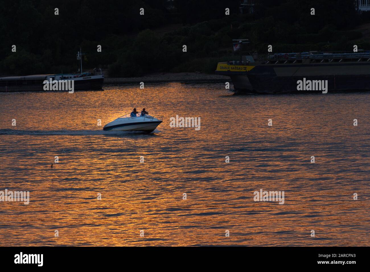 Wide angle shot of a ship sailing through the ocean Stock Photo - Alamy