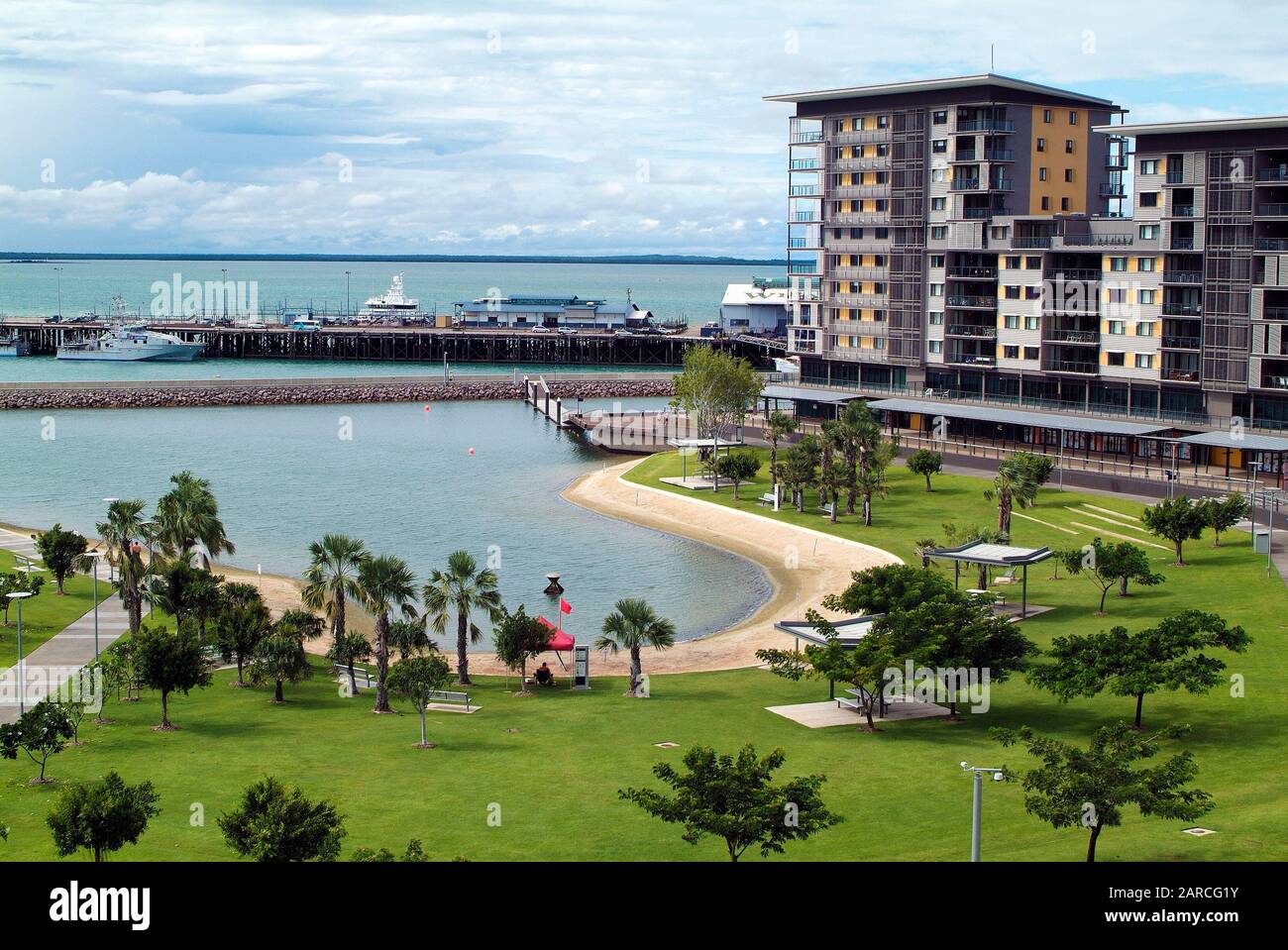 Australia, Darwin Waterfront Development, Lagoon and Wharf Stock Photo