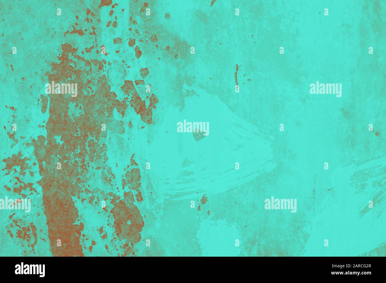 Green brown gradient rusty metal surface with heart. Old cracked paint pattern, cracking texture Stock Photo