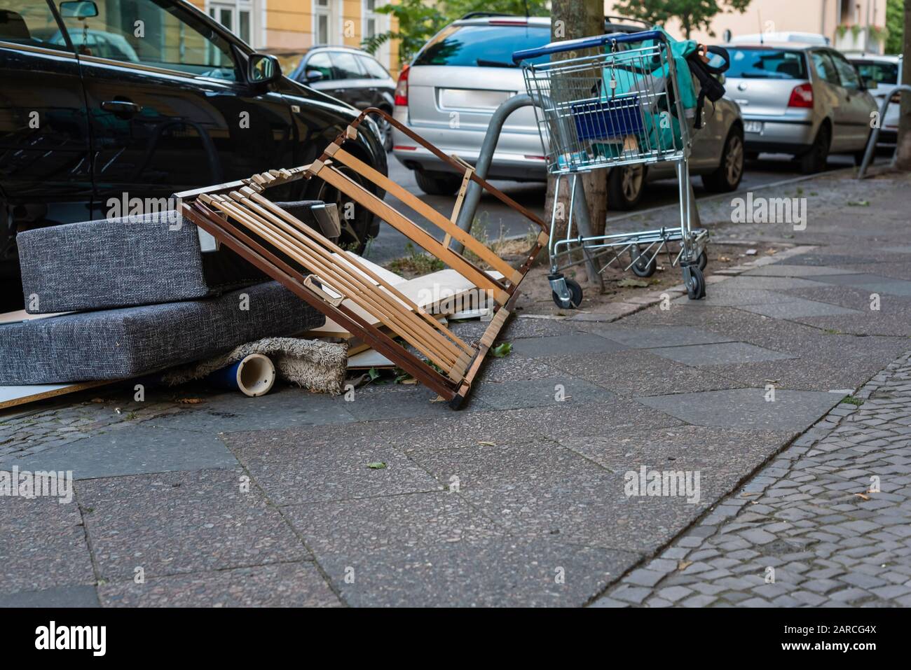Shopping carts left on the street, abandoned shopping carts Stock Photo Alamy
