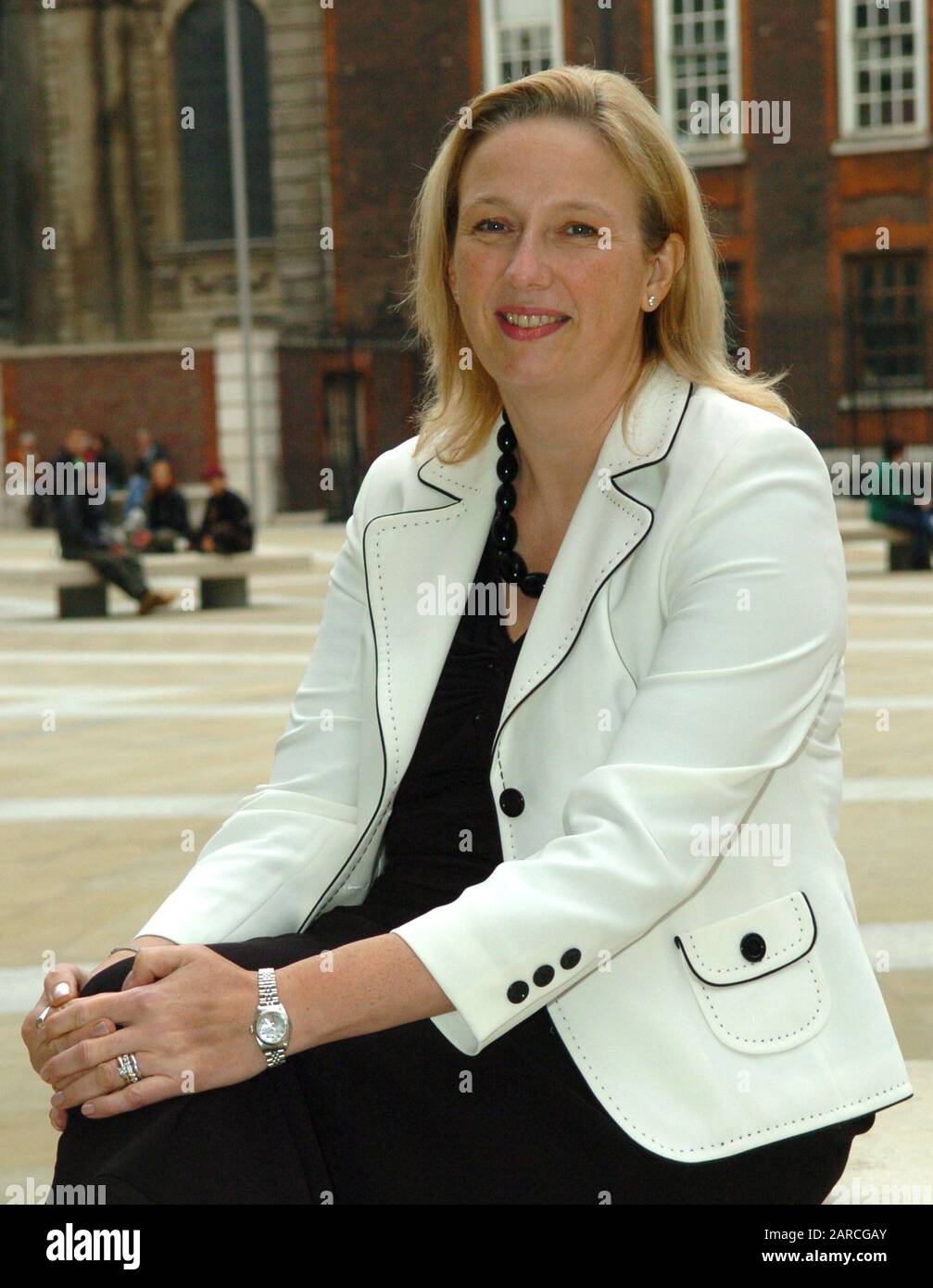 Jayne-Anne Gadhia CEO of Virgin money and Sir Richard Branson outside the Stock Exchange in London after announcing a deal involving Northern Rock building society in 2007. Stock Photo