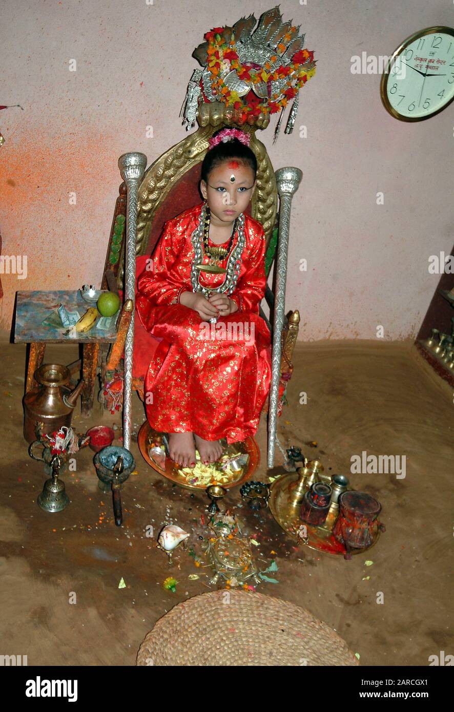 Kathmandu, Nepal - July 14, 2004: Unidentified virgin child goddess ...