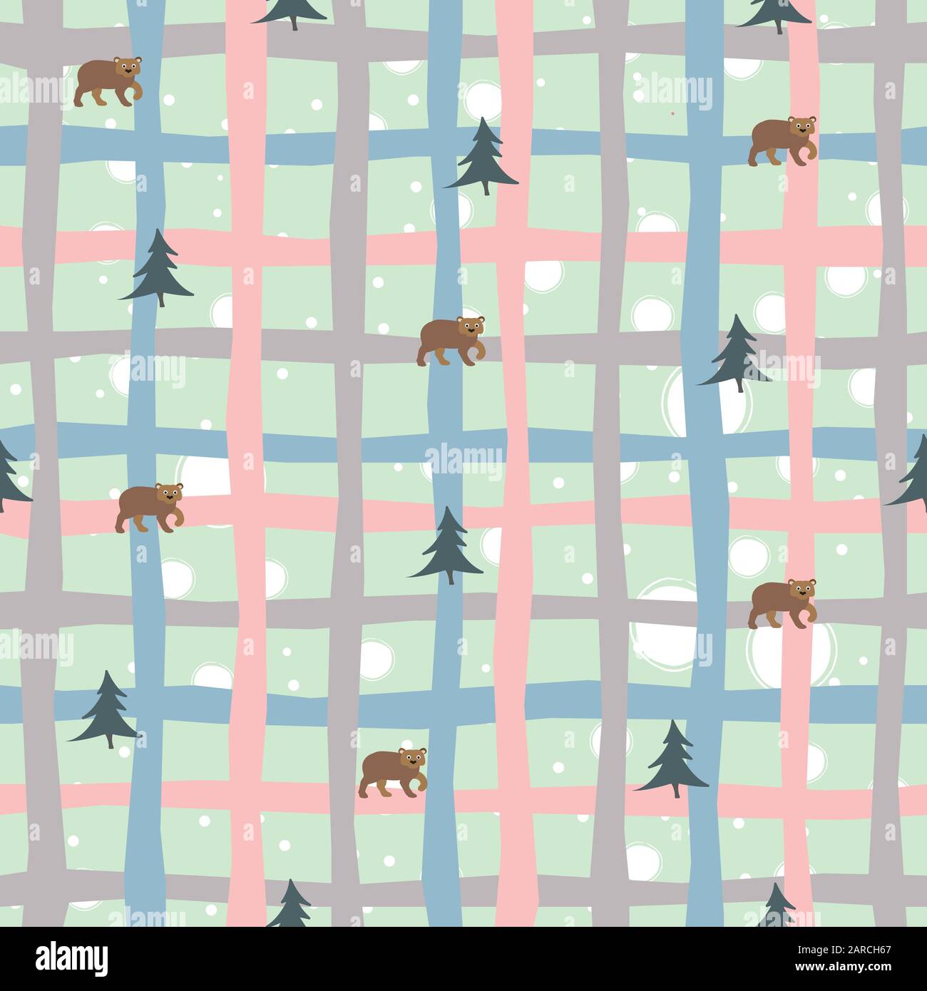 Seamless pattern with brown bears pattern  Vector Illustration Stock Vector