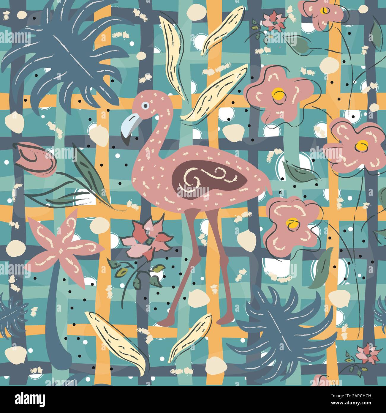 Flamingo Bird Seamless Pattern. Vector illustration Stock Vector Image ...