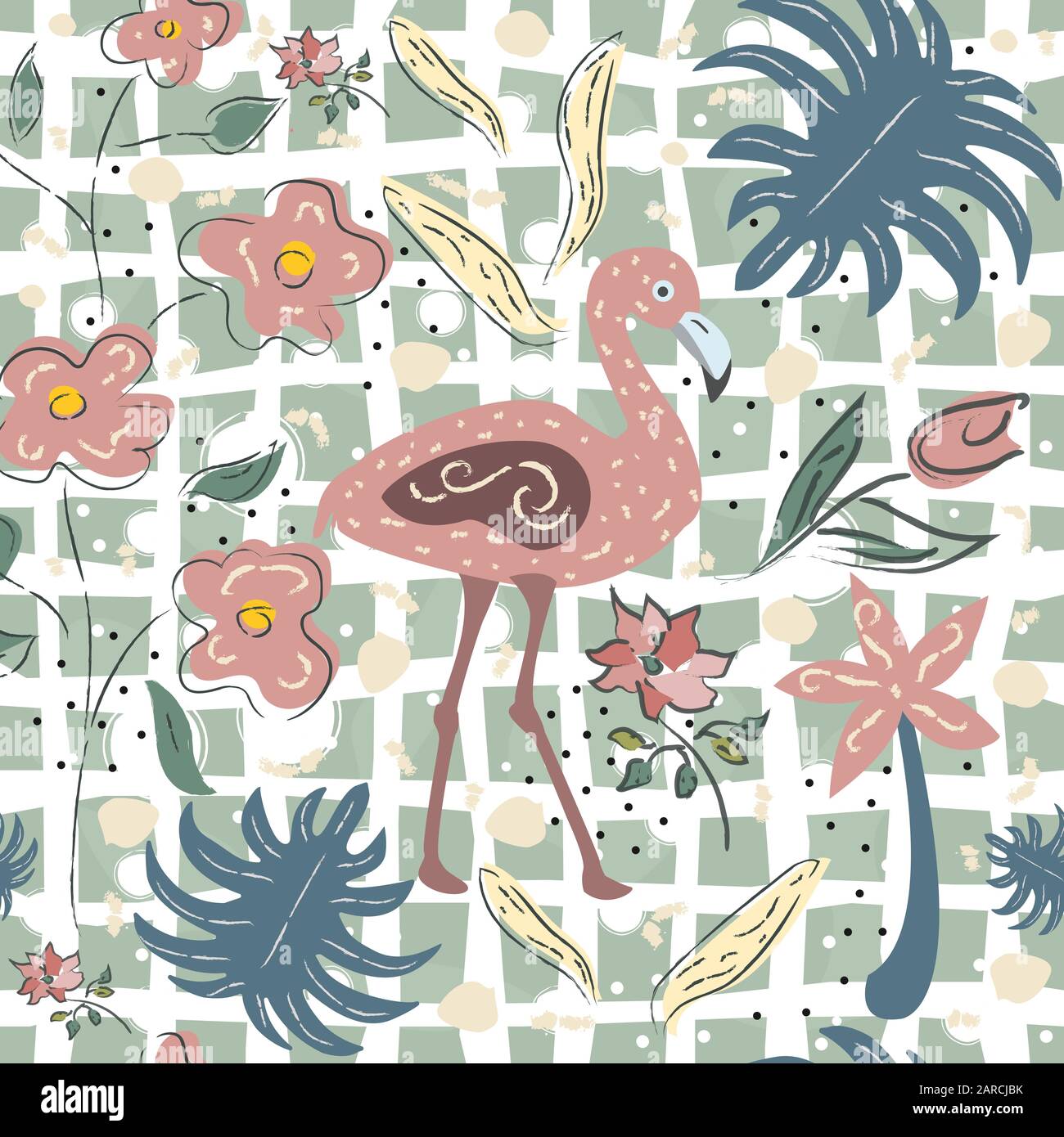 Flamingo Bird Seamless Pattern. Vector illustration Stock Vector Image ...