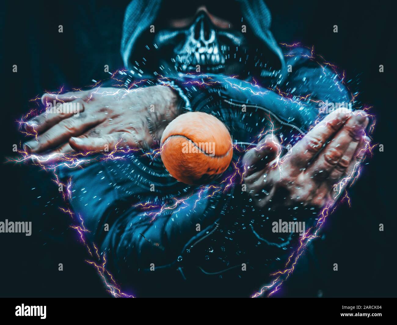 Creative shoot of a skull man with a tennis ball Stock Photo Alamy