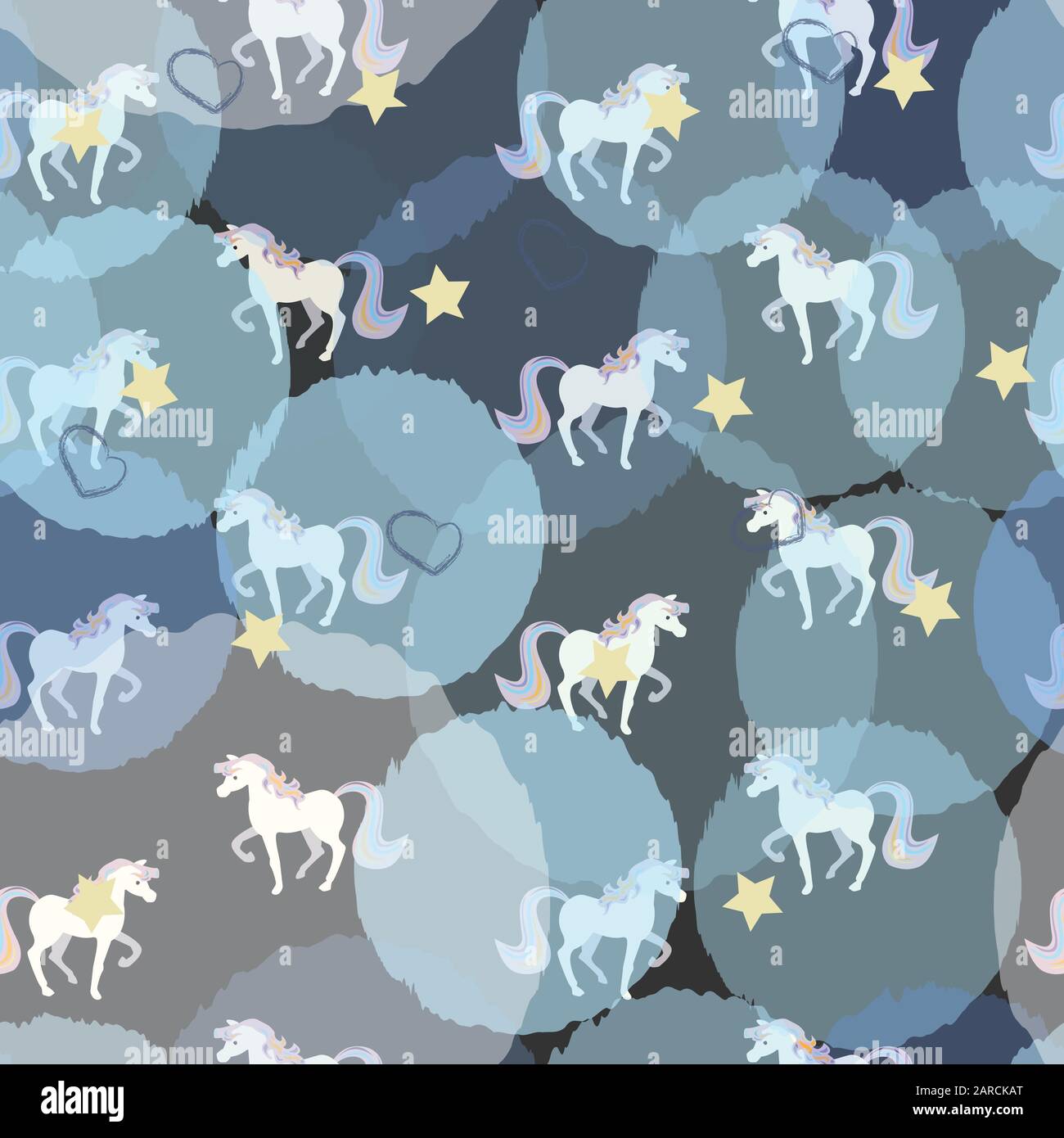 Seamless pattern with funny horses. Vector Illustration Stock Vector
