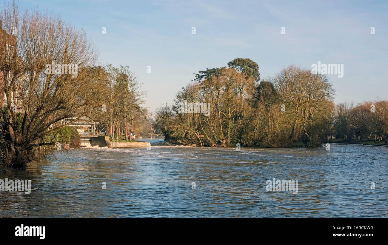 Lucy's Mill sluice and Lucy's Mill Weir on River Avon, Stratford on