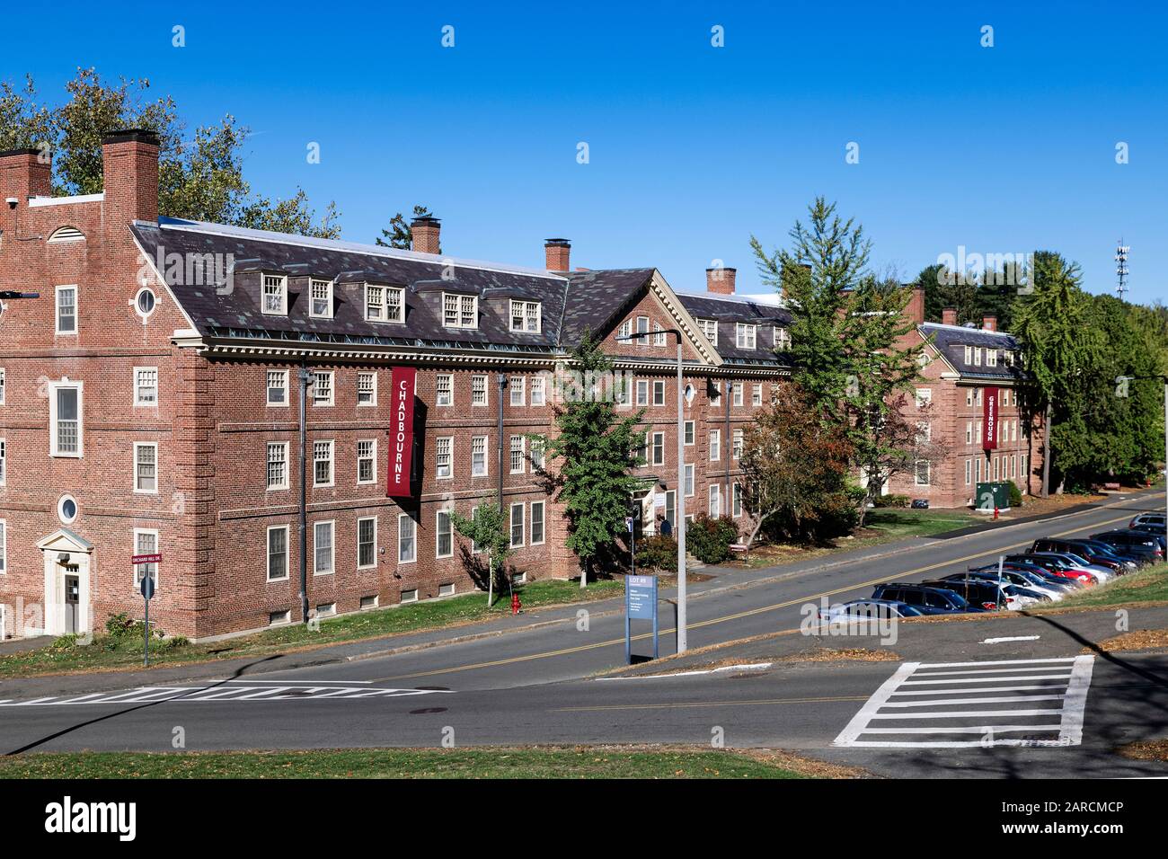 Student dormitory on the University of Massachusetts Amherst campus. Stock Photo