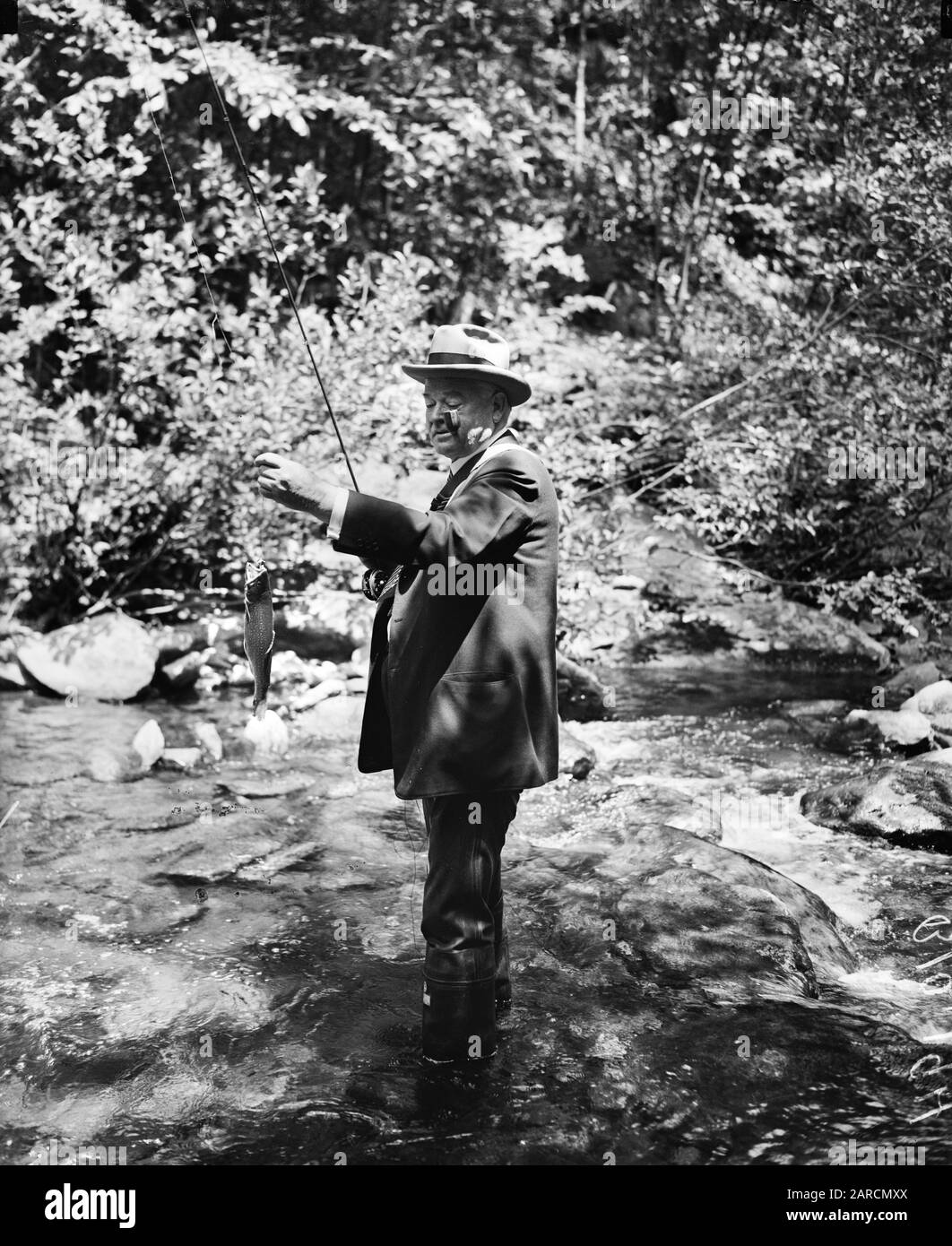 US President Herbert Hoover - wearing a 