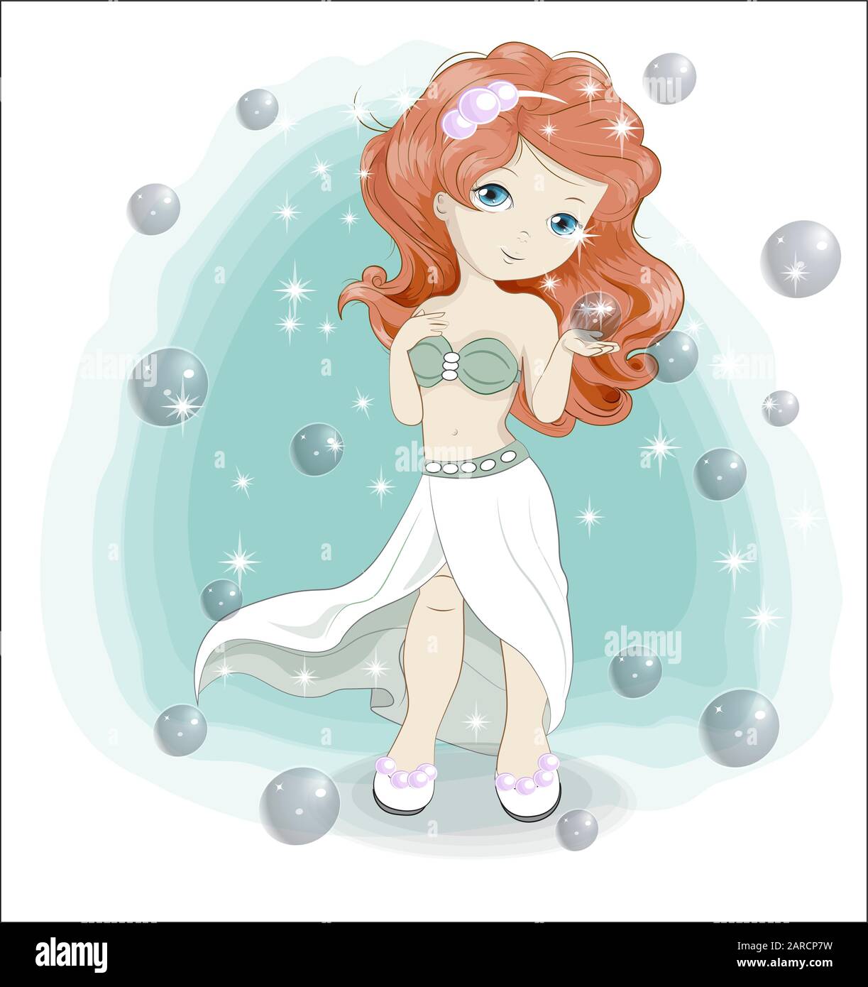 beautiful, charming little water Aqua fairy princess with bubbles. Picture  in hand drawing cartoon style, for t-shirt wear fashion print design, greet  Stock Vector Image & Art - Alamy