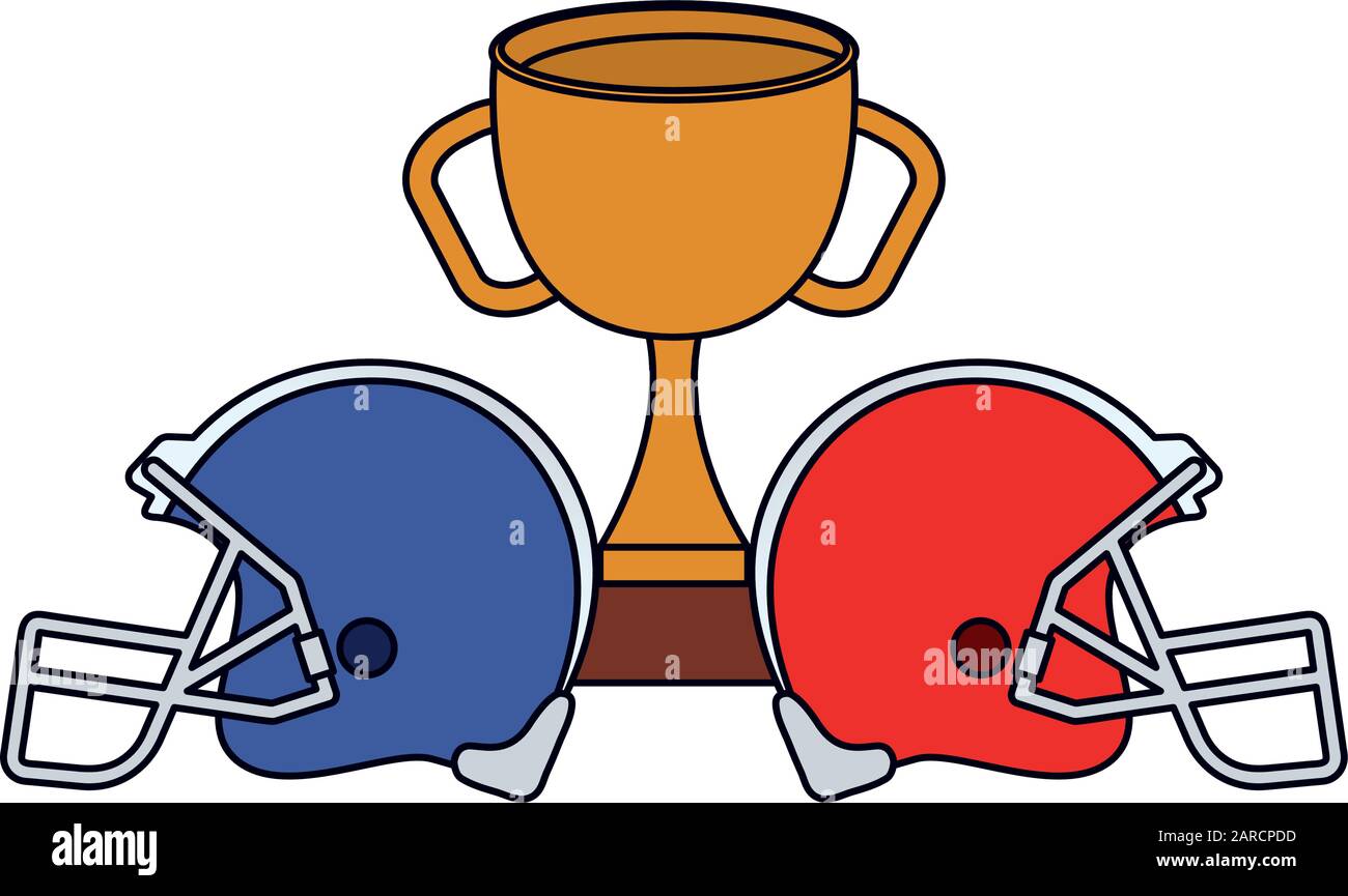 Helmets And Trophy Design American Football Super Bowl Sport Hobby Competition Game Training Equipment Tournement And Play Theme Vector Illustration Stock Vector Image Art Alamy