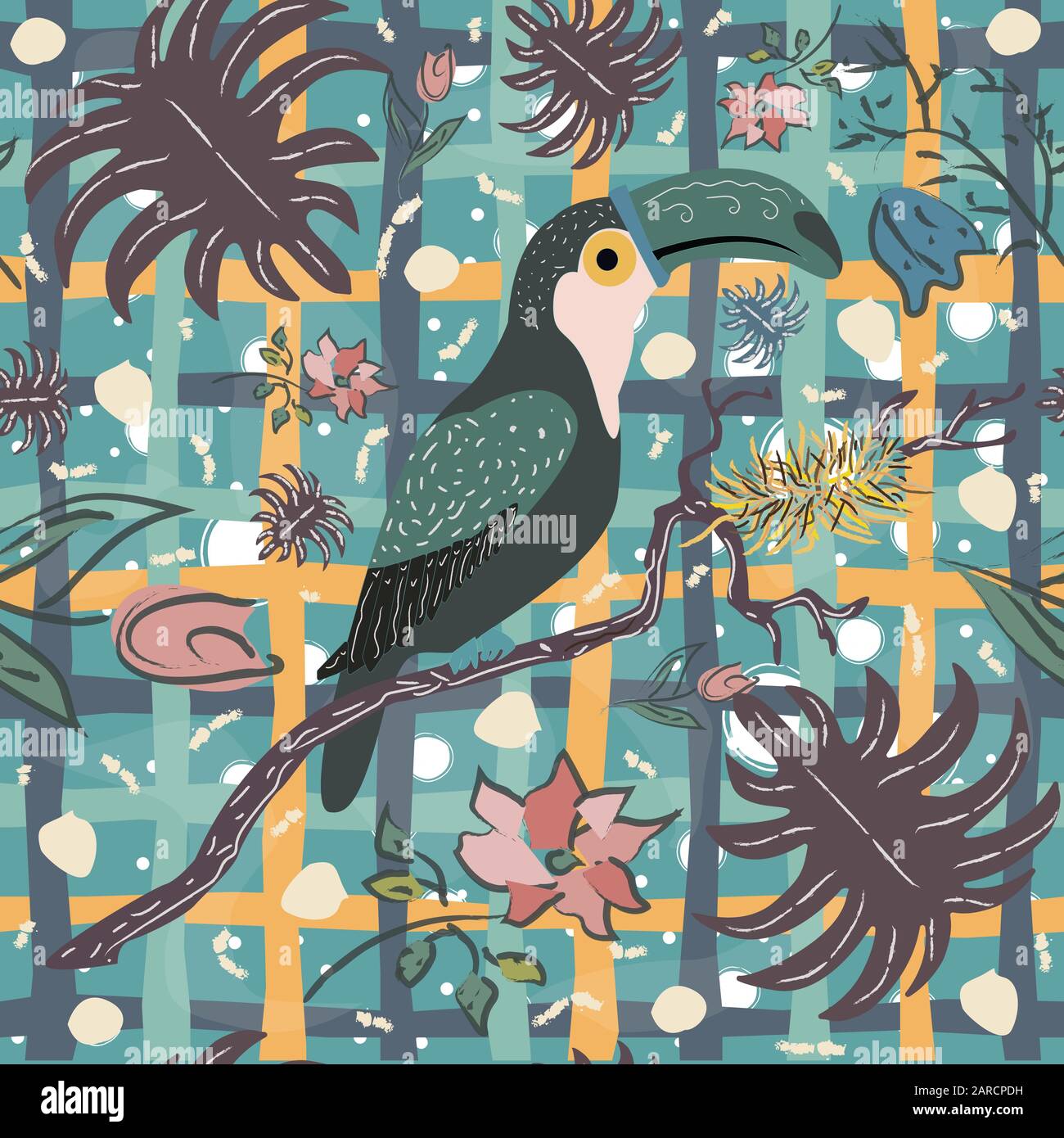Bird Toucan Seamless Pattern. Vector illustration Stock Vector Image ...