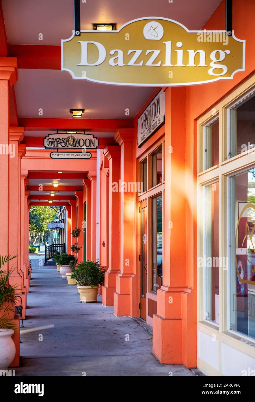 Upscale stores in the town of Celebration. Stock Photo