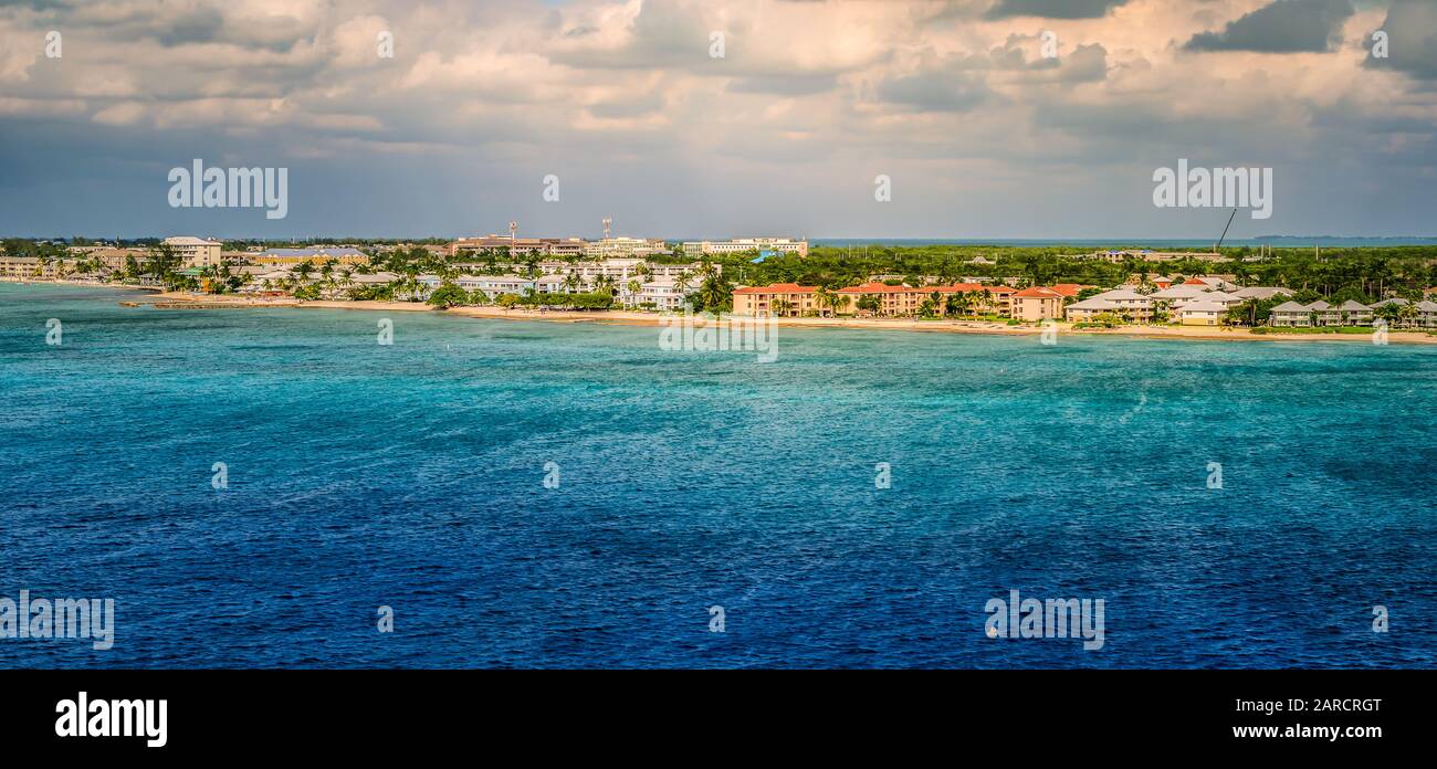 Panoramic landscape view of Grand Cayman, Cayman Islands. Stock Photo