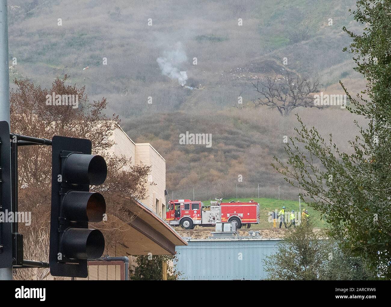 Calabasas, Untied States, January 26, 2020. First responders at the