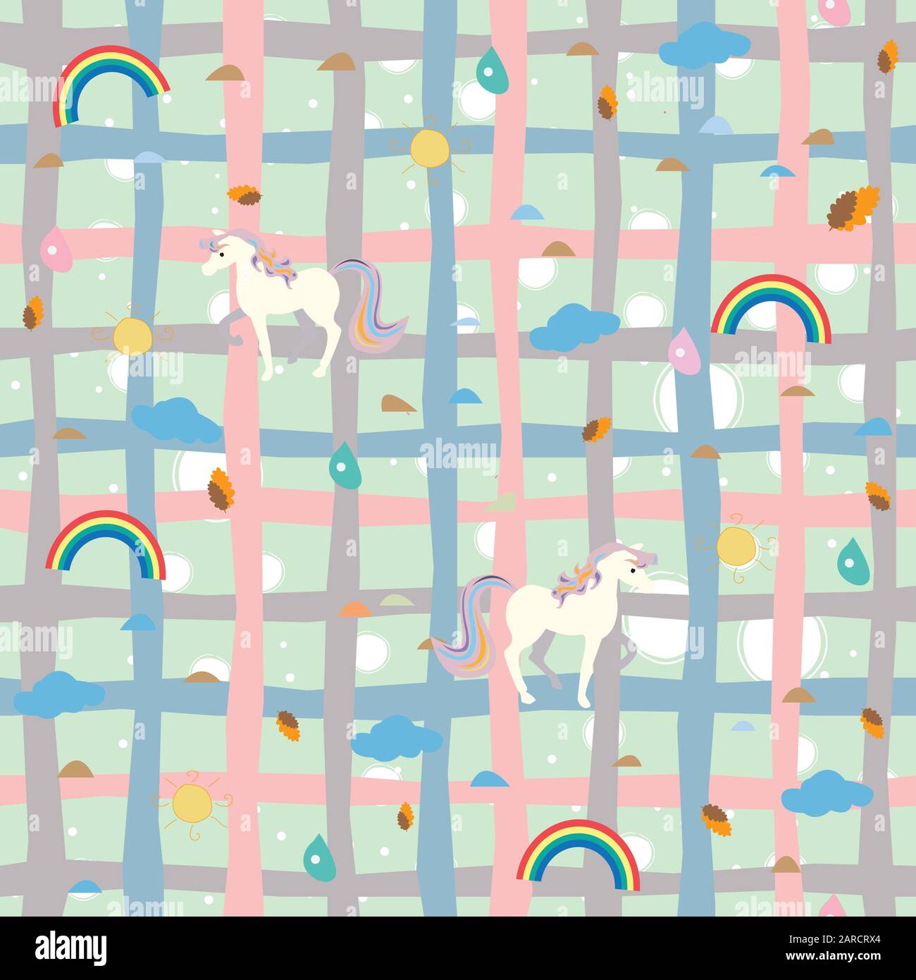 Unicorn Seamless pattern with decorative elements. Vector Illustration ...