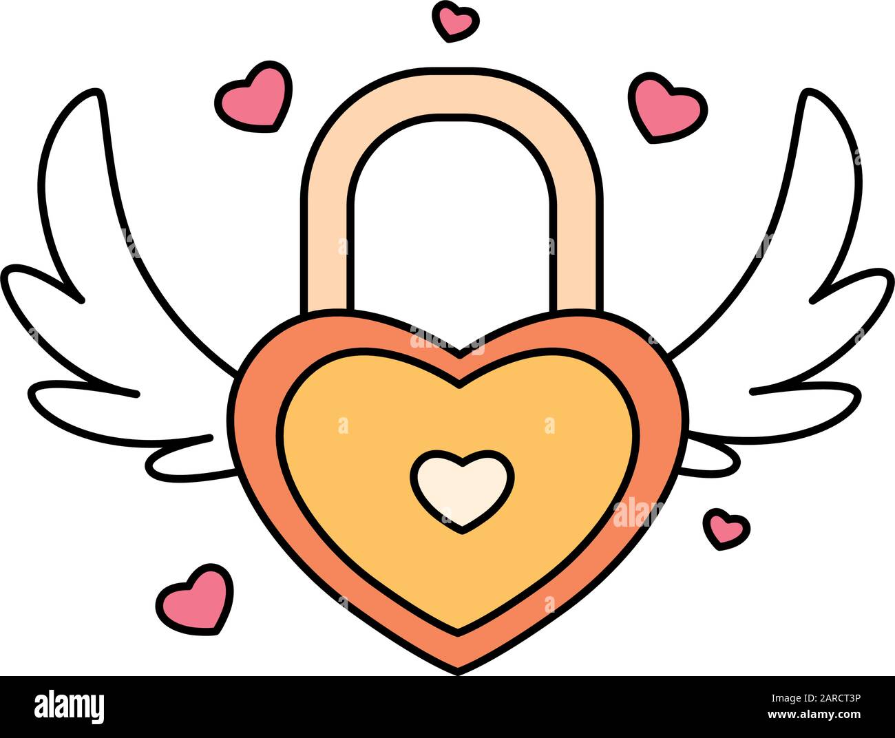 heart shaped security padlock with wings on white background vector ...