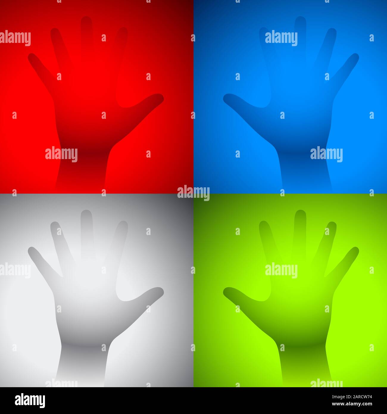 Hand in a fog behind color glass. Vector illustration Stock Vector